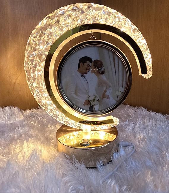 Crystal Half Moon Photo Lamp | Best Gifts For Wedding, Anniversary, Wife Gifts